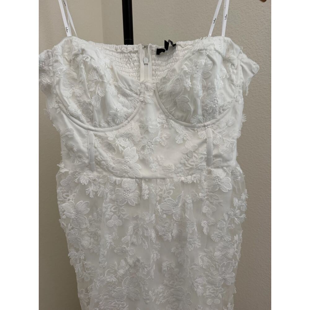 Lulus Quite Perfect White Floral Embroidered Strapless Midi Dress XXL - Picture 6 of 8